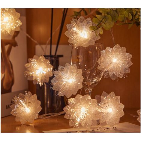 Guirlande Lumineuse - Fleurs Fibre Optique - Solaire LED - 5 M - 20 Lumières - Extérieur Jardin Terrasse Balcon - 1 Pièce