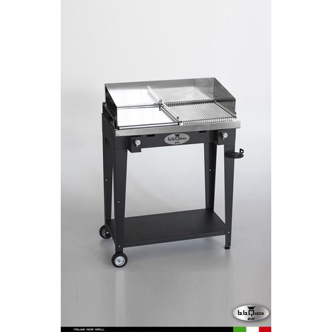 Grill 8.6 Inox Piastra mista - Grigio antracite - Senza portapiatti - Con paraschizzi - Con kit mensola e ruote - barbecue, griglia, giardino, carne, a gas, acciaio made in Italy (1/3)