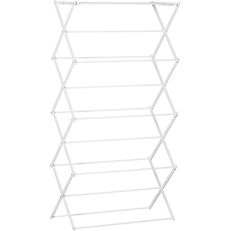 Étendoir à linge pliable 8 niveaux avec 10 barres, séchoir tour compact en métal et ABS blanc 74 x 35 x 144 cm, gain de place pour intérieur - CHICFURN (1/5)