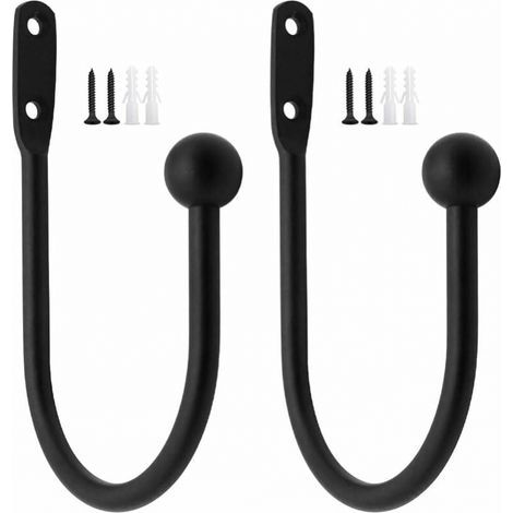 pezzi di fermatende, ganci decorativi per finestre, fermatende in metallo per tende pesanti e leggere - Nero (1/5)