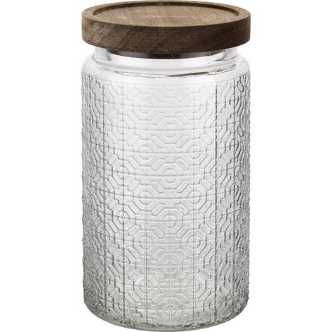 Recipiente de vidrio con tapa de madera de acacia, Portugal, 930 ml (1/5)