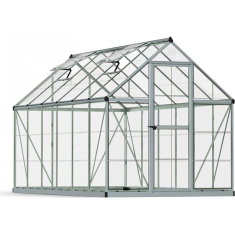 Greenhouse Harmony 6 x 12 - Polycarbonate - L370 x W185 x H208 cm - Silver