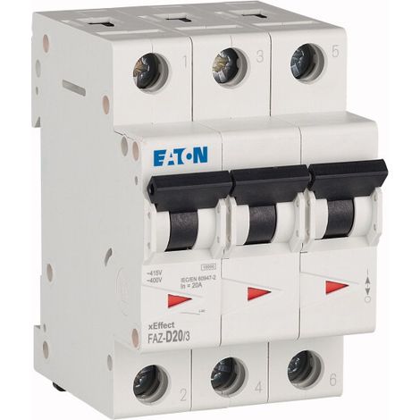 Disjoncteur FAZ 3P 20A 15kA (IEC/EN 60947 2) cbe D 000278897 EATON FAZ D20/3