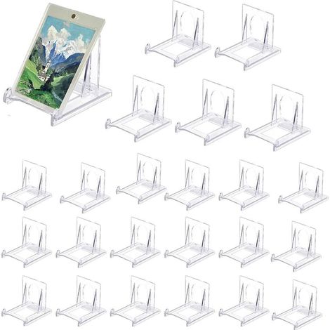 24 PCS Support de Présentation Réglable Transparent Supports de Plaque Affichage en Plastique Chevalets Transparents Présentoir de Livre pour Menu, publicité, Assiette, Photo (1/5)
