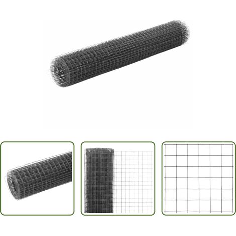 Clôture - Grillage acier avec revêtement en PVC 10x1 m gris (1/5)