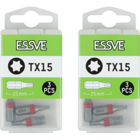ESSVE TX15 Punte coniche Torx per cacciavite, 25 mm, 3 pezzi x2 (1/3)