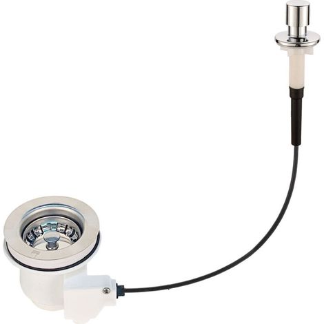AHLSEN Kit d'évacuation universelle pour gagner de la place, pour robinet d'évier à coulisse, 85mm avec sortie de trop plein (1/5)