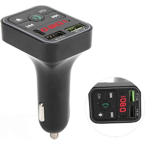 12V/24V Bluetooth 5.0 FM-Transmitter, MP3-Player, Handy-Ladegerät mit farbiger Atmosphärenbeleuchtung