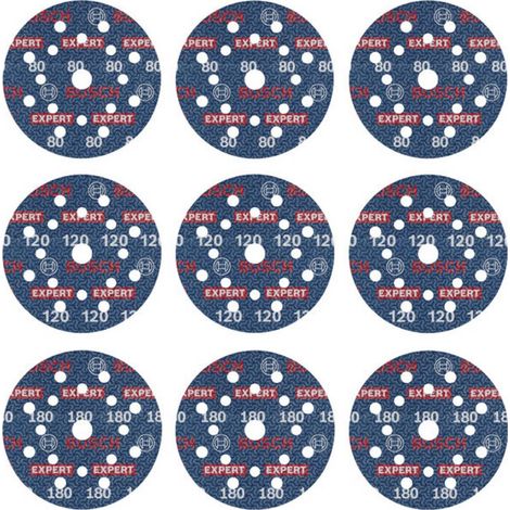 Bosch Accessories 2608902407 Set de disques abrasifs Diamètre 125 mm Grain=80, 120, 180 1 pc(s) (1/4)