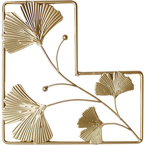 Wanddekoration aus Goldmetall – Goldblattdekor in Ahornblatt-, Schildpatt- oder Ginkgo-Optik (7 Ausführungen) – 23x16cm, 23x20cm, 23x19,5cm, 23x23,5cm, 20x20cm, 34x18,5cm – elegante Inneneinrichtung f (1/5)
