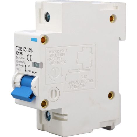 Disjoncteur miniature CC 1P 125A 250V, montage sur rail DIN, adapté aux systèmes solaires photovoltaïques TOB1Z 125 C125