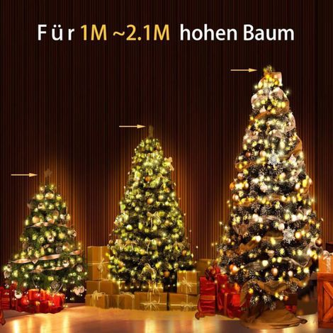 Guirlande Lumineuse Sapin NoëL, 2M 16 Branche 400 LED Guirlande Lumineuse Arbre Noel, Lumineuse de Noël Imperméable, Blanc Chaud (1/5)