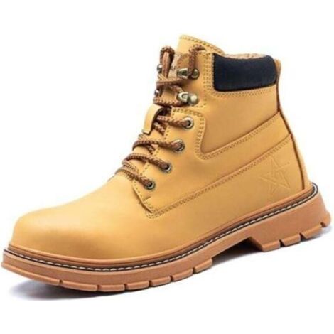 Bottes de travail à bout en acier pour hommes, chaussures de sécurité imperméables, antidérapantes, chaussures de travail de Construction, bottines d\'extérieur antidérapantes-42 Botte (1/4)