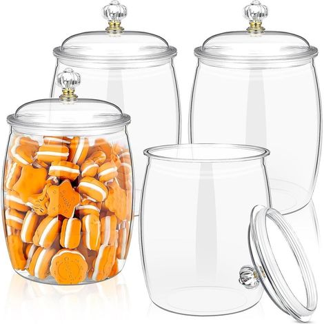 Bocaux de Rangement Hermétiques Incassables – Lot de 4 Bocaux à Bonbons avec Couvercles–Contenants e (1/5)