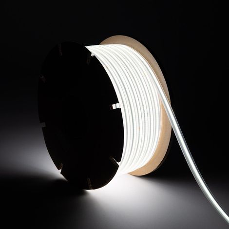 LED-Streifenrolle Dimmbar 220V COB Selbstgleichrichtend 320 LED/m 50m 8W/m 720 lm/m Breite 12mm Schnitt 50cm IP65 CRI90 6000K Kaltweiß