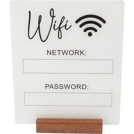 WLAN-Passwort-Schild, Acryl-WLAN-Schild, WLAN-Panel, WLAN-Tafel, WLAN-Passwort-Erinnerungsschild – 22,00 x 16,00 x 2,00 cm – Weiß (1/4)