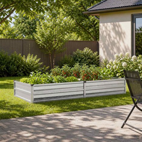 vidaXL Cama de Jardín Elevada Plateado 160 x 80 x 24 cm galvanizado (1/5)