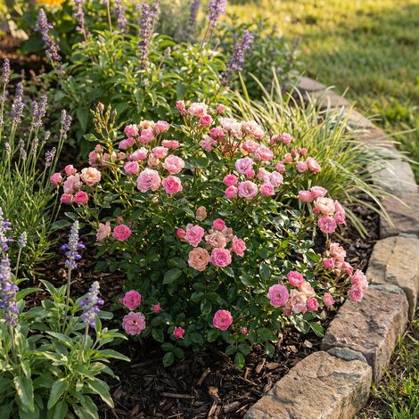 Bloomique - Rosa Lilly Rose - Rosier arbustif - Plante de Jardin - Rustique - Hauteur 30-50 cm - Pot 17 cm