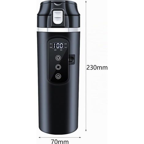 Bouilloire de Voiture, 12 V /24V Bouilloire électrique Voiture Tasse D'eau, Bouilloire électrique de Voyage Portable, 500ml, Gobelet En Acier Inoxydable 304, Tasse Chauffante pour Voiture, Camion (1/4)