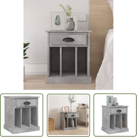 The Living Store Nachttisch Betongrau 43x36x50 cm - Nachttisch - Beistelltisch - Wohnzimmermöbel - Schlafzimmerschreibtisch - Grau (1/5)