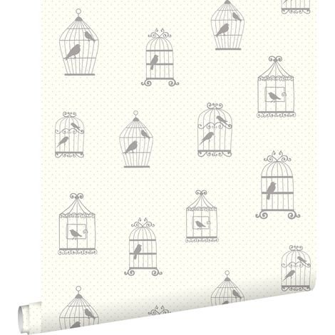 papier peint volières argent - ESTAhome (1/5)