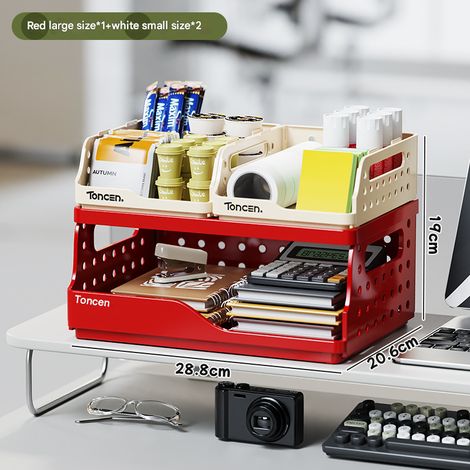 Bibliothèque de bureau, porte-documents, rangement de cosmétiques, boîte de rangement pliable, rangement de papeterie pour étudiants (1/5)
