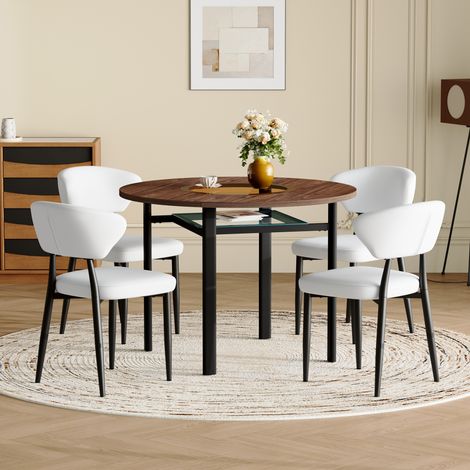 DESMIU Table de salle à manger ronde 4 à 6 personnes avec plateau en verre et 4 chaises, pour cuisine et salon, 100 cm (1/5)