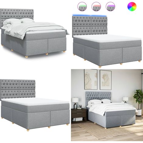 vidaXL Boxspringbett mit Matratze Hellgrau 160x200 cm Stoff (1/5)
