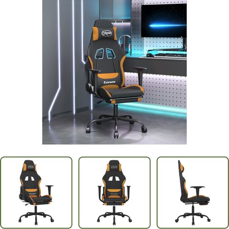 Confort de jeu -  Chaise de jeu avec repose-pied Noir et orange Tissu (1/5)