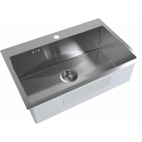 Ceramia Timeless Fregadero de cocina empotrable en inox 304, 1 cubeta, 68x45x21 cm, Gun Metal cepillado PVD (TMLKST-6845BGM)
