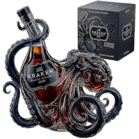 Carafe décorative en verre « Kraken des profondeurs » (2026) sculptée en 3D en forme de pieuvre idéale pour whisky vin et rhum (1 pièce).