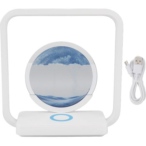 Ortviai Lampe de bureau décorative avec sable mobile, chargeur sans fil intégré, réglage tactile continu de l’intensité, bleue (1/5)