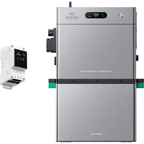 Zendure SolarFlow 2400 AC+ – Stockage AC 2400W, 2,4 kWh extensible à 16,8 kWh, compatible solaires, Plug & Play, 2400VA. avec Compteur intelligent 3CT, avec AB3000L (2.88 kWh)