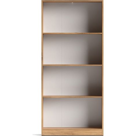 Bibliothèque 4 étagères coloris Beige/chêne Mauvella - Longueur 80 x Hauteur 180 x Profondeur 24,5 cm (1/3)