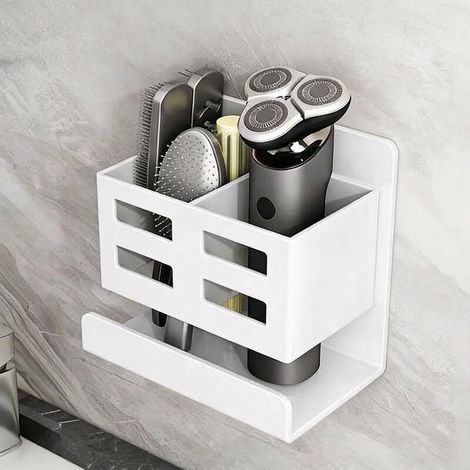 Porte-brosse à dents sans perçage - convient pour les salles de bain, les cuisines, etc. - 1 pièce, blanc (1/5)