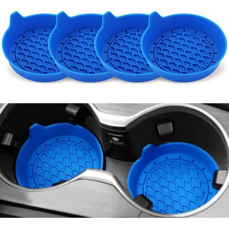 Dessous de verre pour porte-gobelet de voiture, revêtements en silicone pour porte-gobelet, porte-gobelet universel antidérapant, accessoires intérieurs de voiture, ensemble unisexe de 4, couleur : bl (1/5)