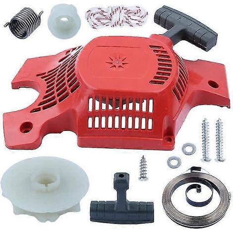 Kit de poulie de lanceur à rappel compatible avec les modèles Husqvarna 137, 137E, 142 et 142E, comprenant un ressort de rappel et un moyeu de poulie de lanceur. (1/4)