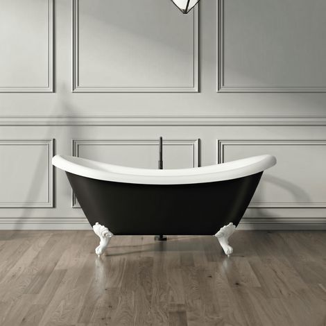 Bañera con patas DARLINGTON NEGRA 175 cm patas ÁGUILA BLANCAS