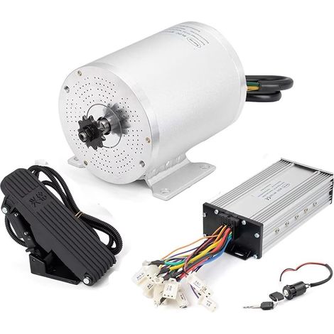 Moteur électrique 48V 2000W Moteur de moyeu à grande vitesse avec contrôleur sans brosse 33A et accélérateur de pédale pour scooter électrique Moteur de Go Kart ATV (1/5)