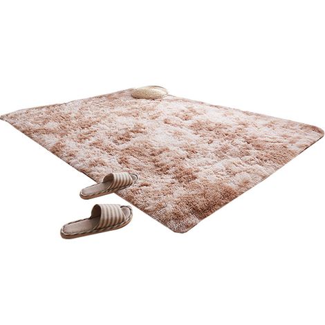 Tapis de sol rectangulaire en laine et soie tie-dye, idéal pour le salon, la chambre, le bureau ou la cuisine (1,6 x 2,6 pieds). (1/5)