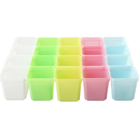Lot de 20 pots carrés en plastique pour plantes succulentes, avec trous drainage, petits plateaux 5 (1/5)