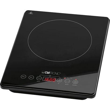 Plaque induction 1 foyer 370x290mm 2000W – Surface vitrocéramique – Panneau tactile – Minuterie 180 min – Détection casseroles – Clatronic - A299981 (1/5)