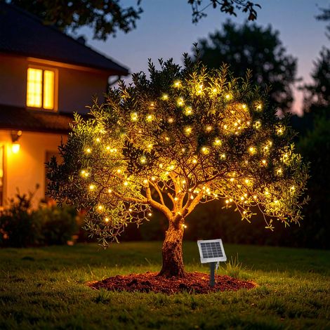 esotec Solar LED-Lichterkette 200 LEDs warmweiß, Länge 19,9m, winterfest 101425