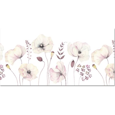 SALPICADERO DE COCINA Flores - Pastel - Plantas - Blanco 120x60 cm (1/5)