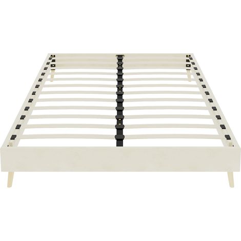 Cama con estructura minimalista moderna 140 x 200 cm beige en terciopelo holandés HOMVRA (1/5)