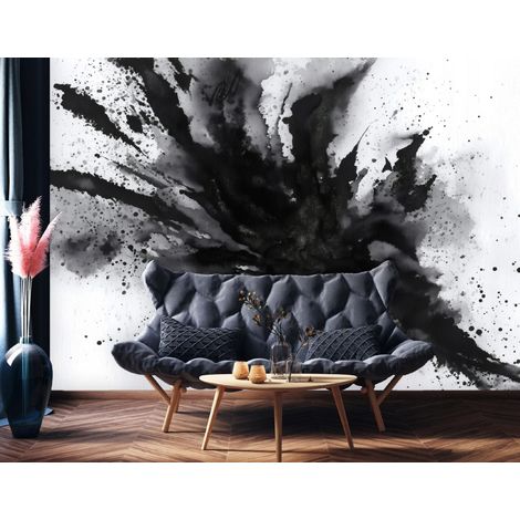 Fototapete Abstrakt Schwarz Weiß, für Wohnzimmer und Schlafzimmer, 300 x 210 cm – Komplettset inkl. Kleister & Anleitung (1/5)