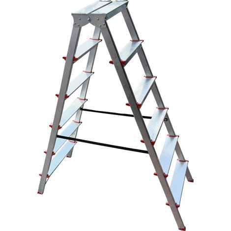 MTRA Escabeau double marchepied en aluminium 6 marches