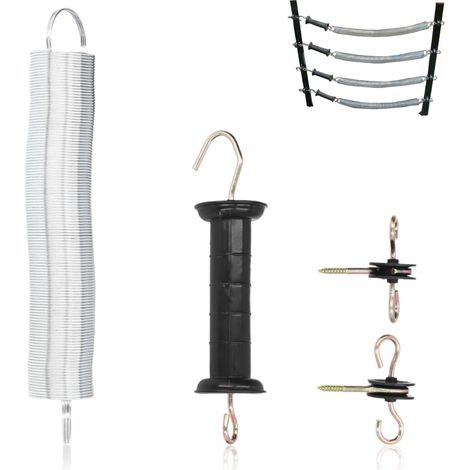 Farming Kit Poignée Et Ressort Portillon, Poignées De Portail Isolées pour Clôture électrique Ensemble De Poignées De Portail à Ressort pour Clôture Pâturages (1/5)