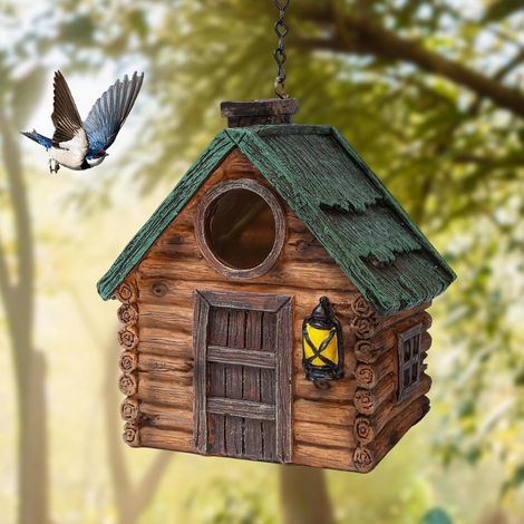 Wetterfestes Harz Vogelhaus mit Aufhängekette für Garten & Balkon