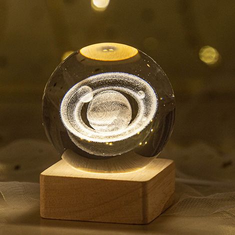 Boule De Cristal Lumineuse - Veilleuse Galaxie Planétaire Astronaute - Alimentation USB - Lumière Chaude Et RGB - Pour Chambre D Enfant Ou Décoration Intérieure - 1 Pièce (1/5)